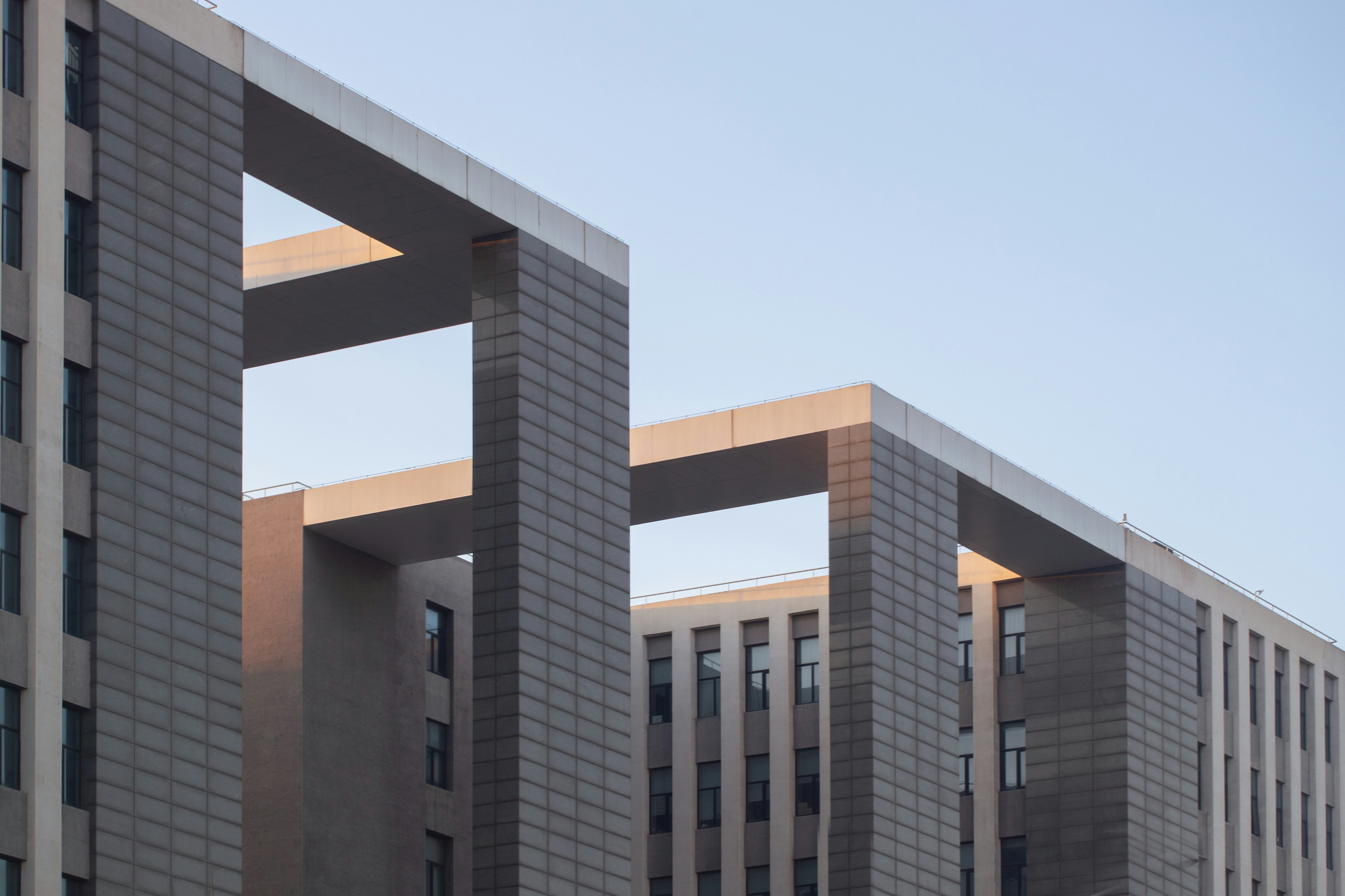 Tall building with two large blocks