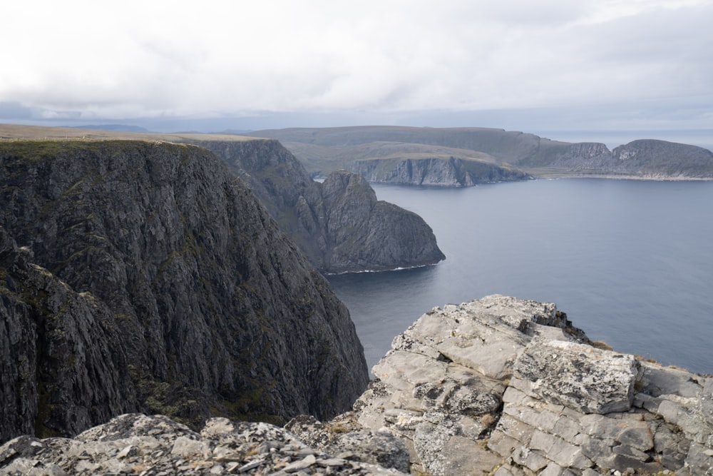 a large body of water surrounded by mountains