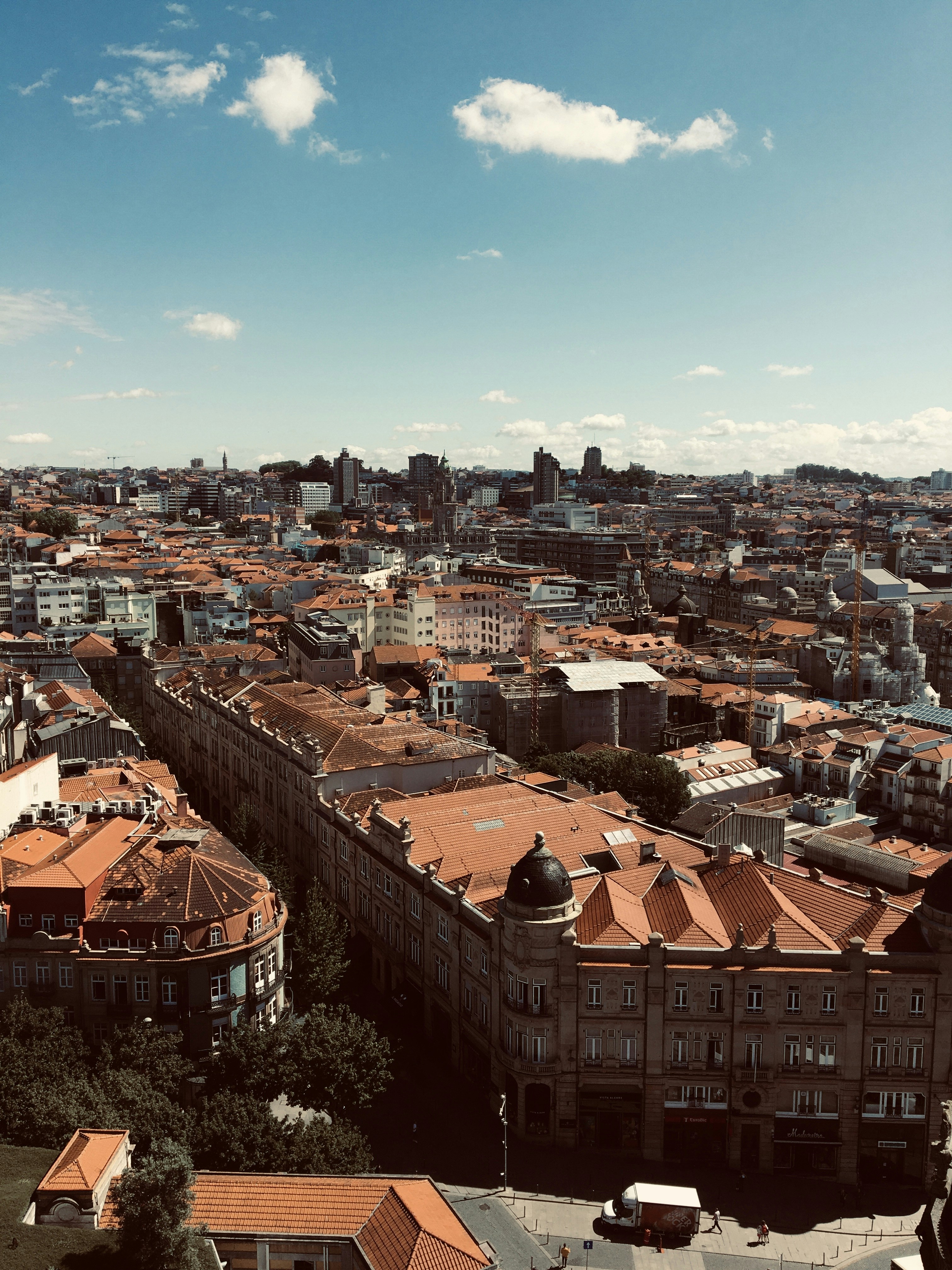 a view of a city from a tall building