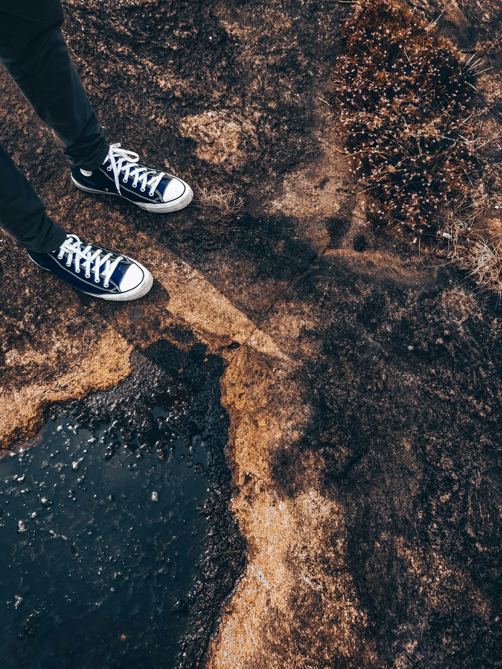 a person standing on top of a dirt field