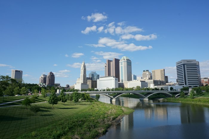 Columbus skyline over the Scioto River