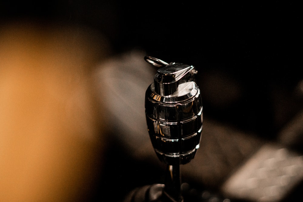 a close up of a metal object on a table