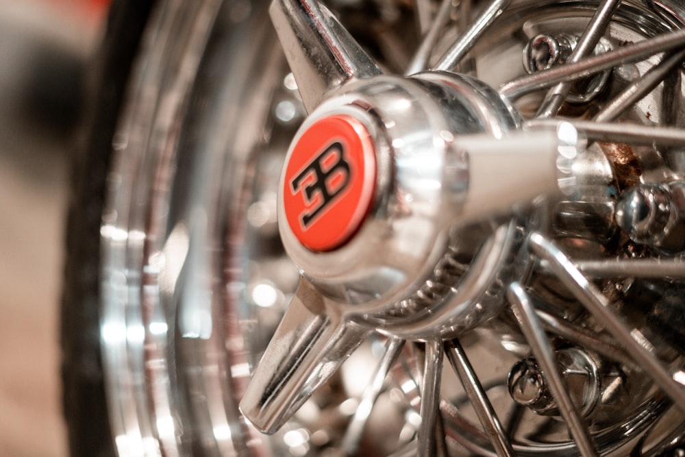 a close up of the spokes of a motorcycle