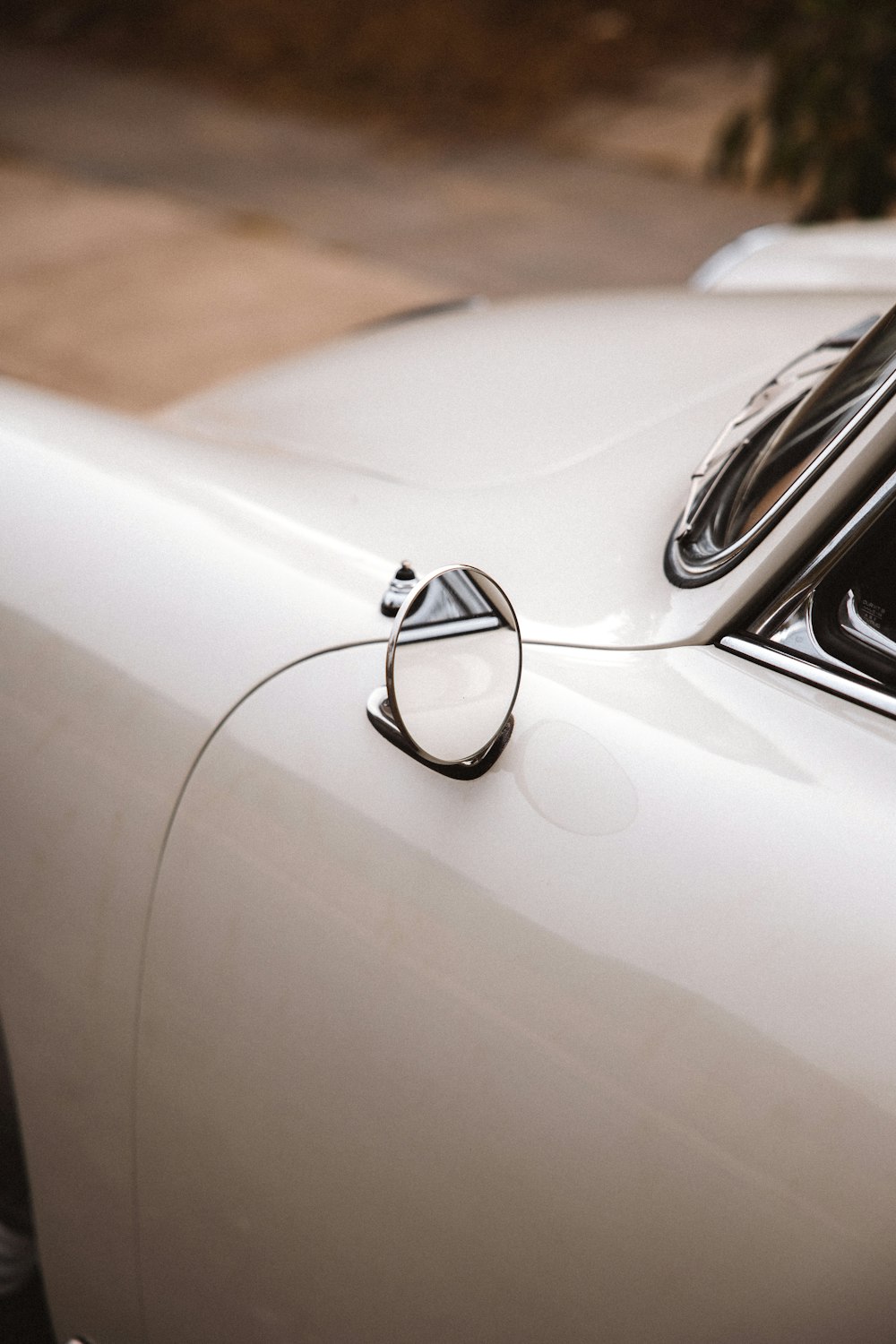 a close up of a car door handle on a car