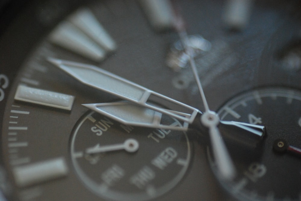 a close up view of a watch face