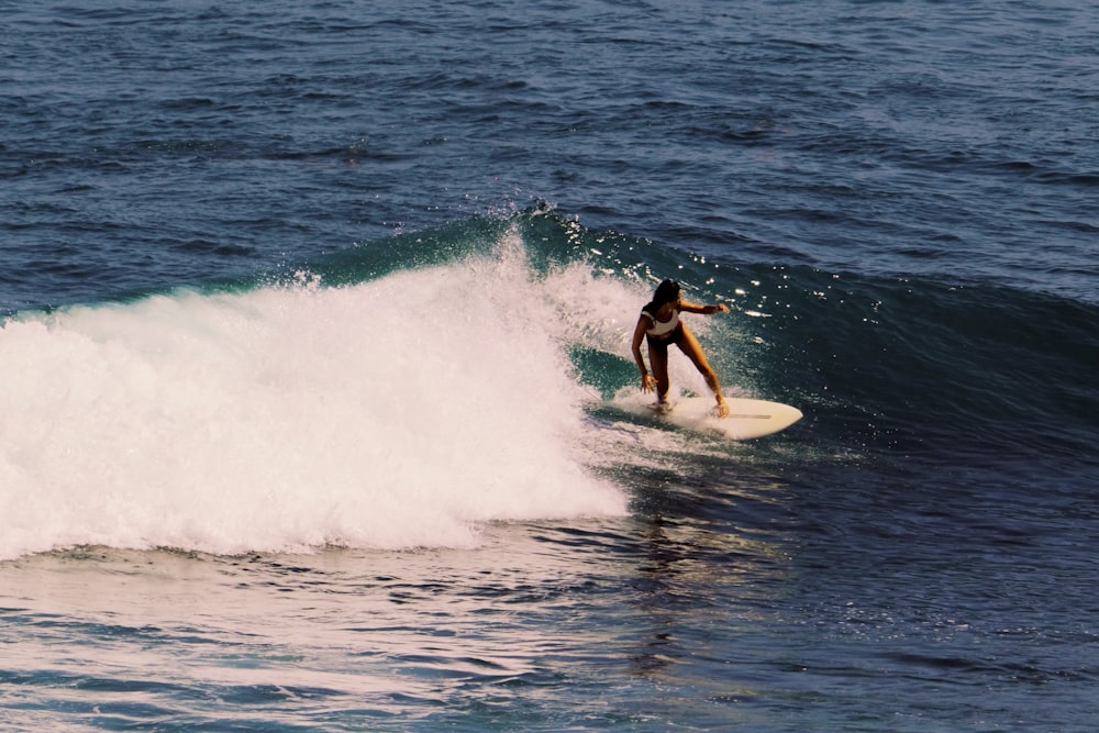 a man riding a wave on top of a surfboard