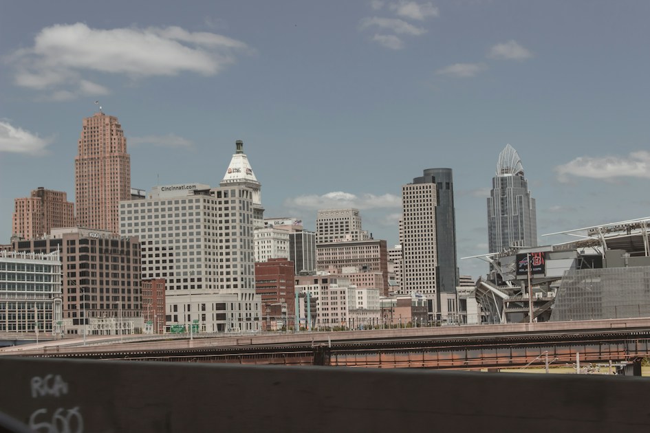 A view of a city from a bridge