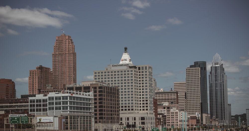 a view of a city with tall buildings