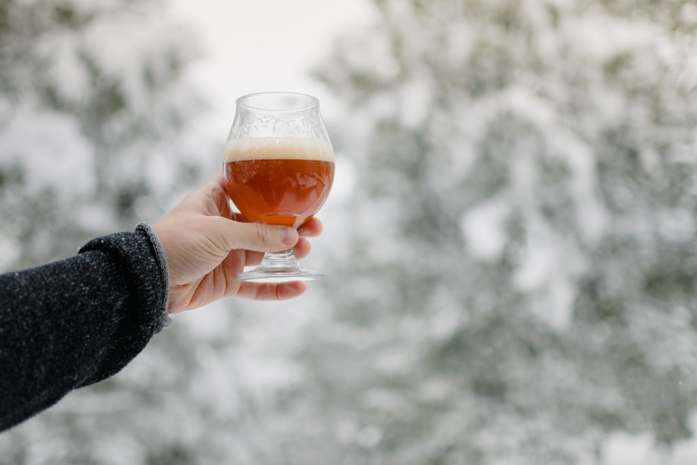 a person holding a wine glass in their hand