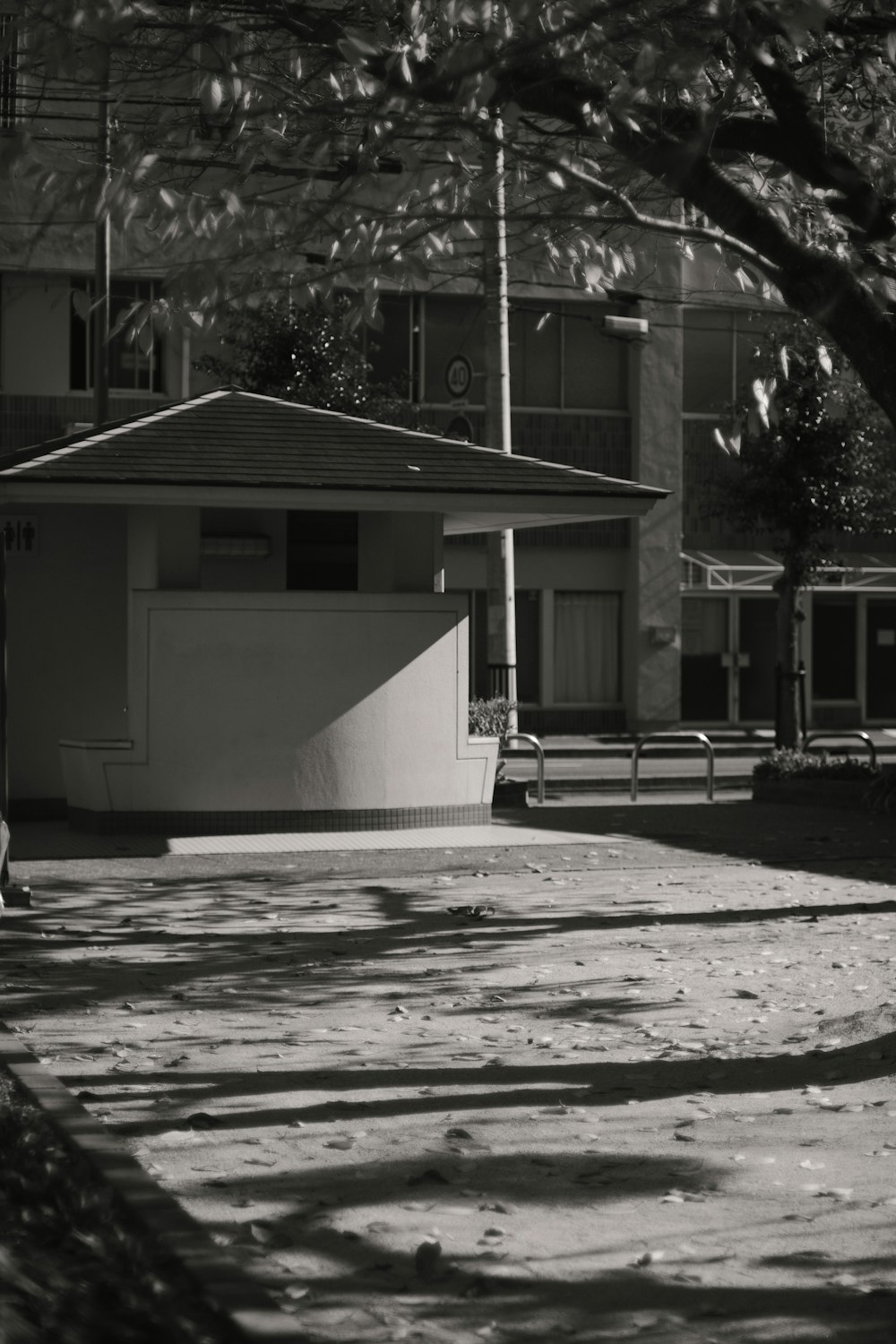 a black and white photo of a building