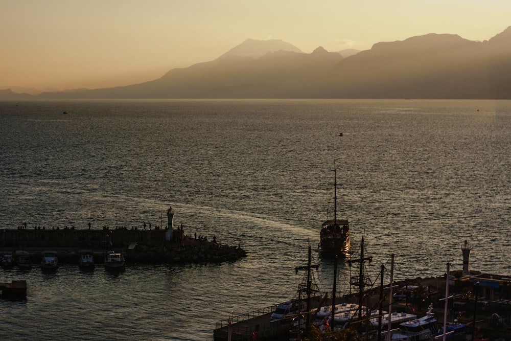 a large body of water with a boat in it