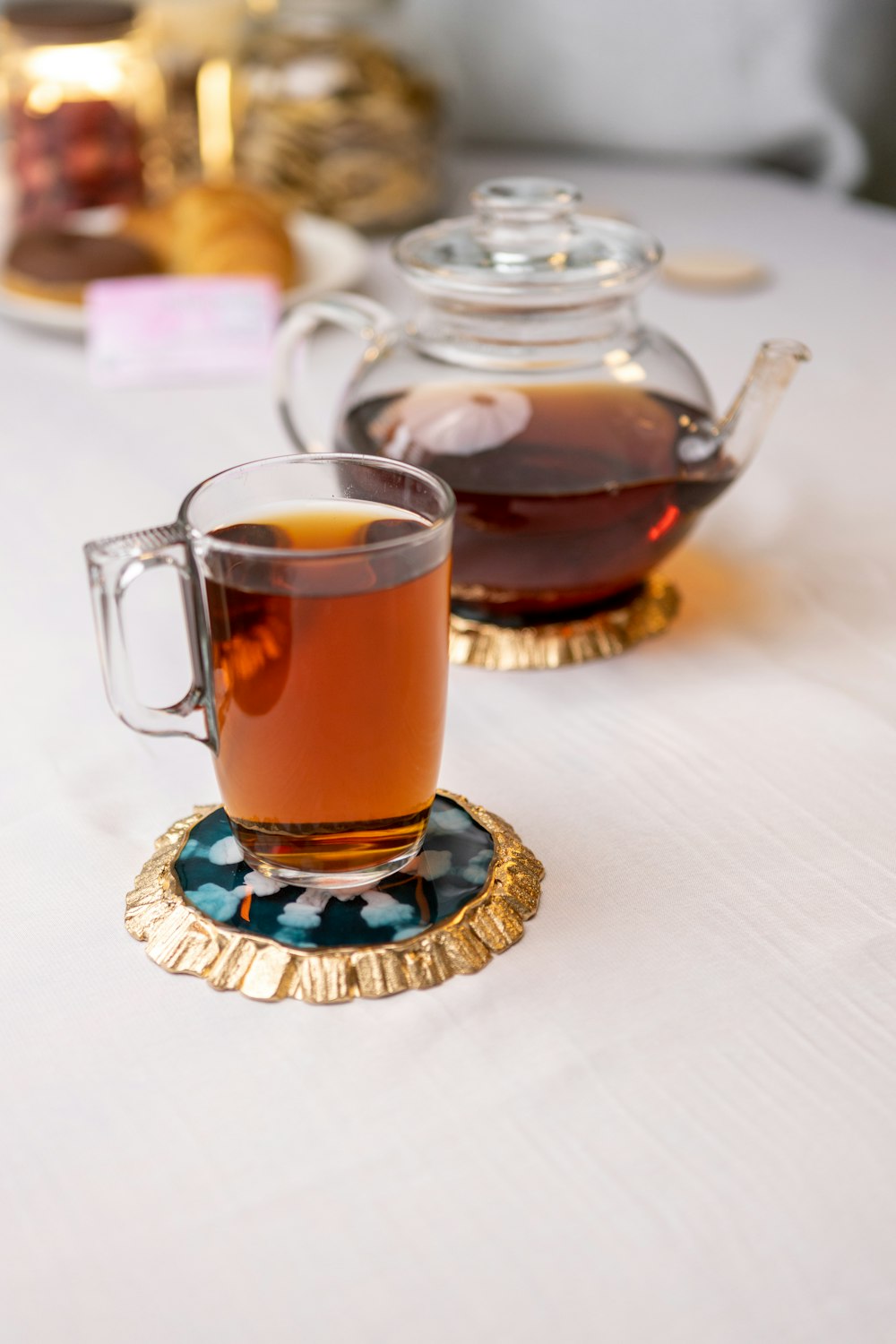 a cup of tea sitting on top of a saucer