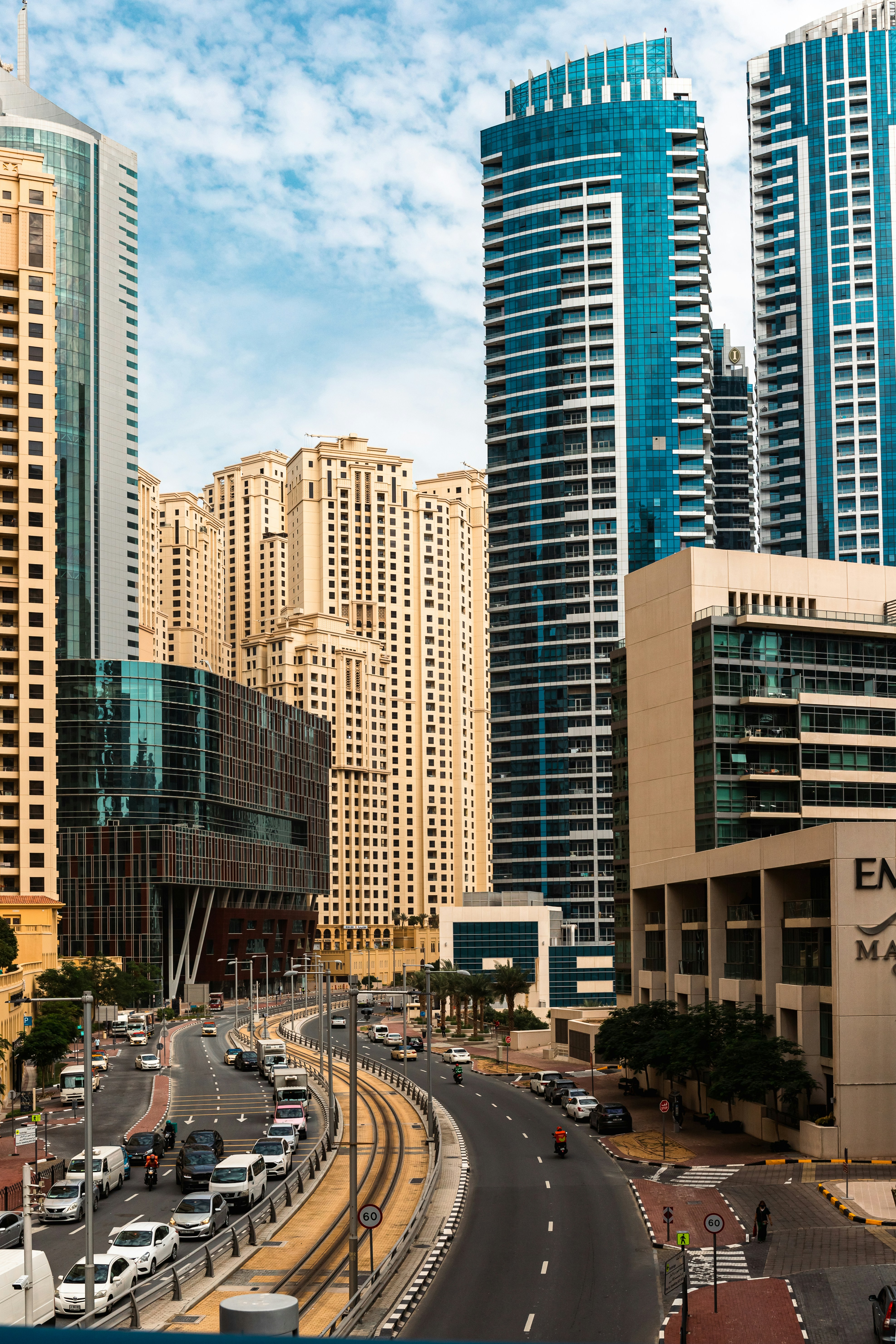 blue-yellow skyscrapers in dubai