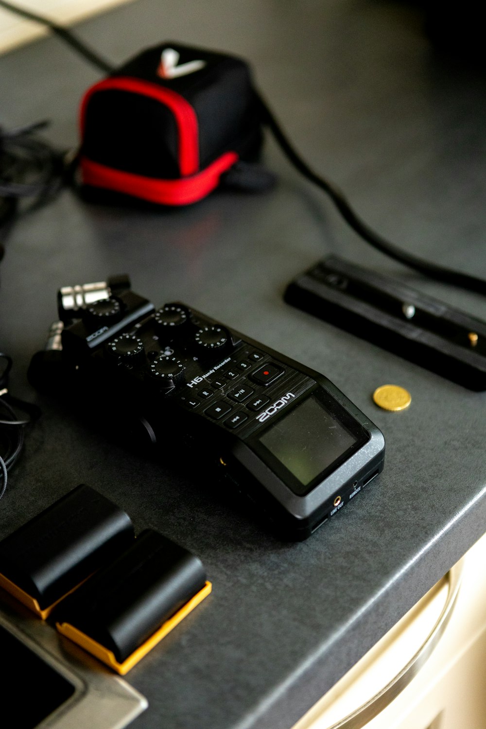 a group of electronic devices sitting on top of a counter