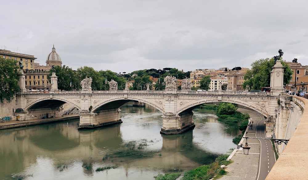 a bridge over a river in a city