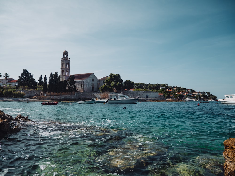 a small island with a church on top of it