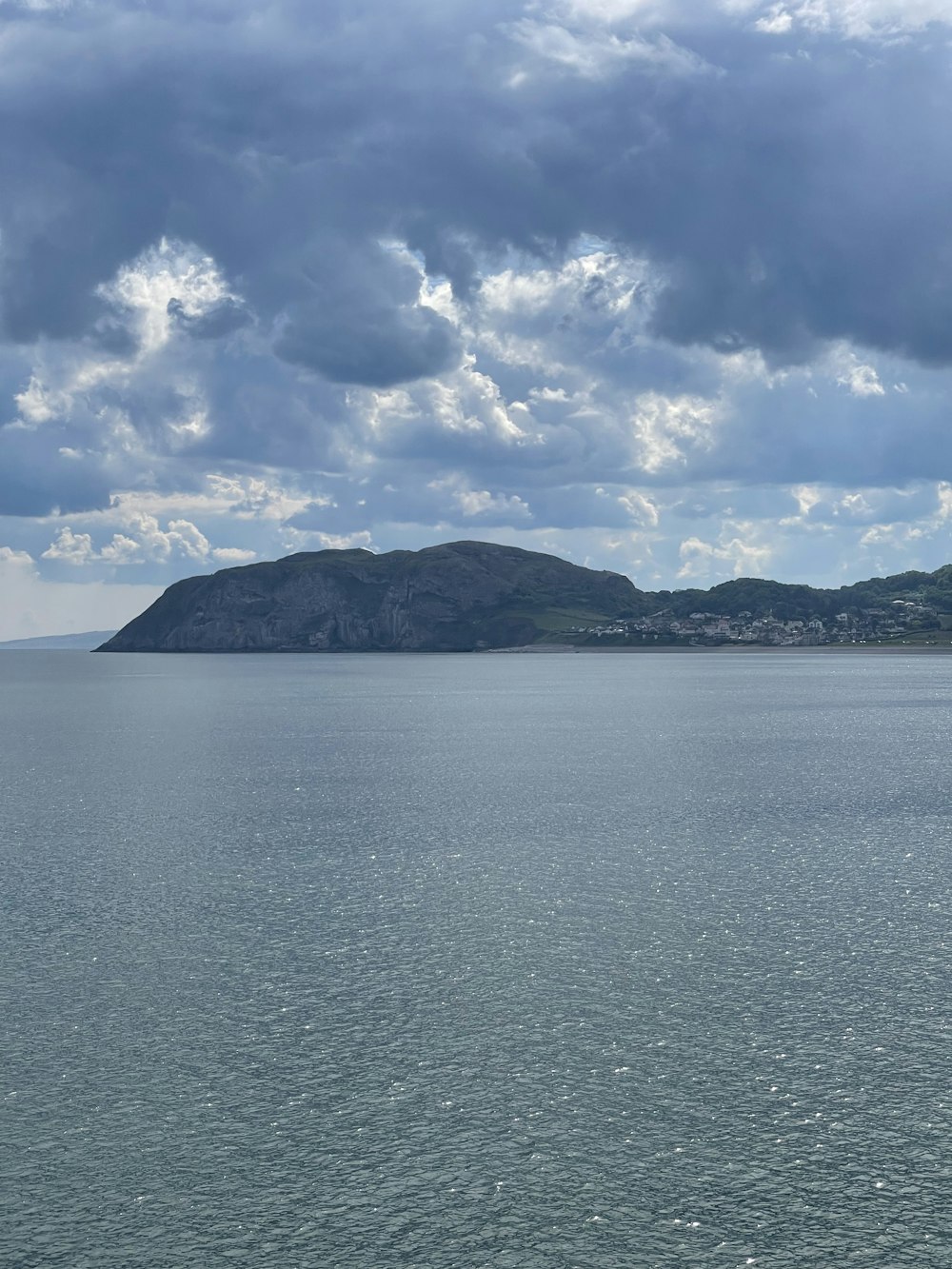 a large body of water under a cloudy sky