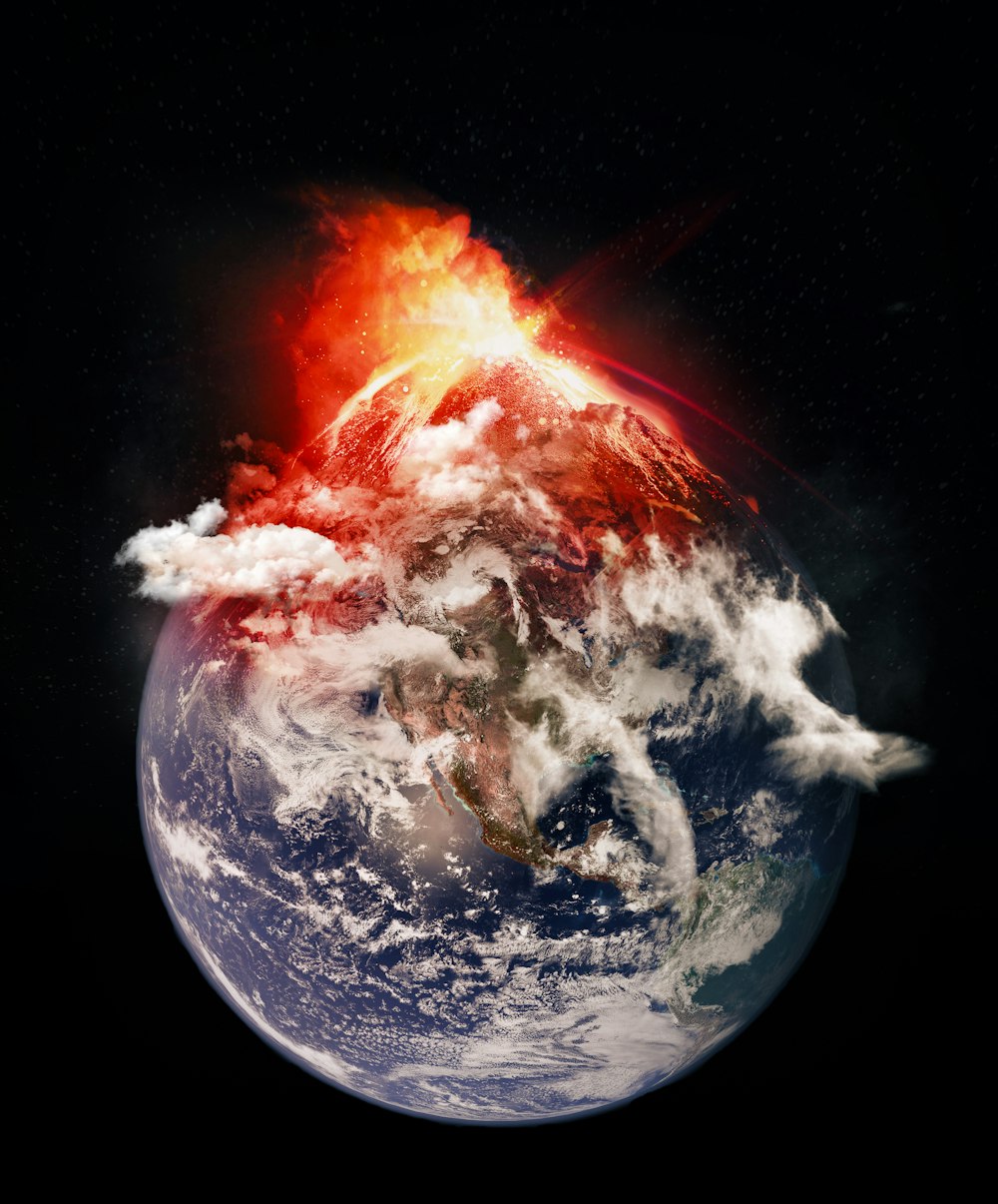 an image of the earth with a volcano on top of it