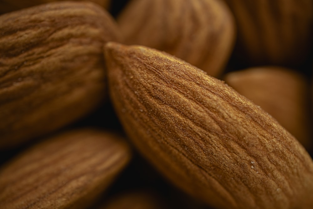 a pile of almonds sitting on top of each other