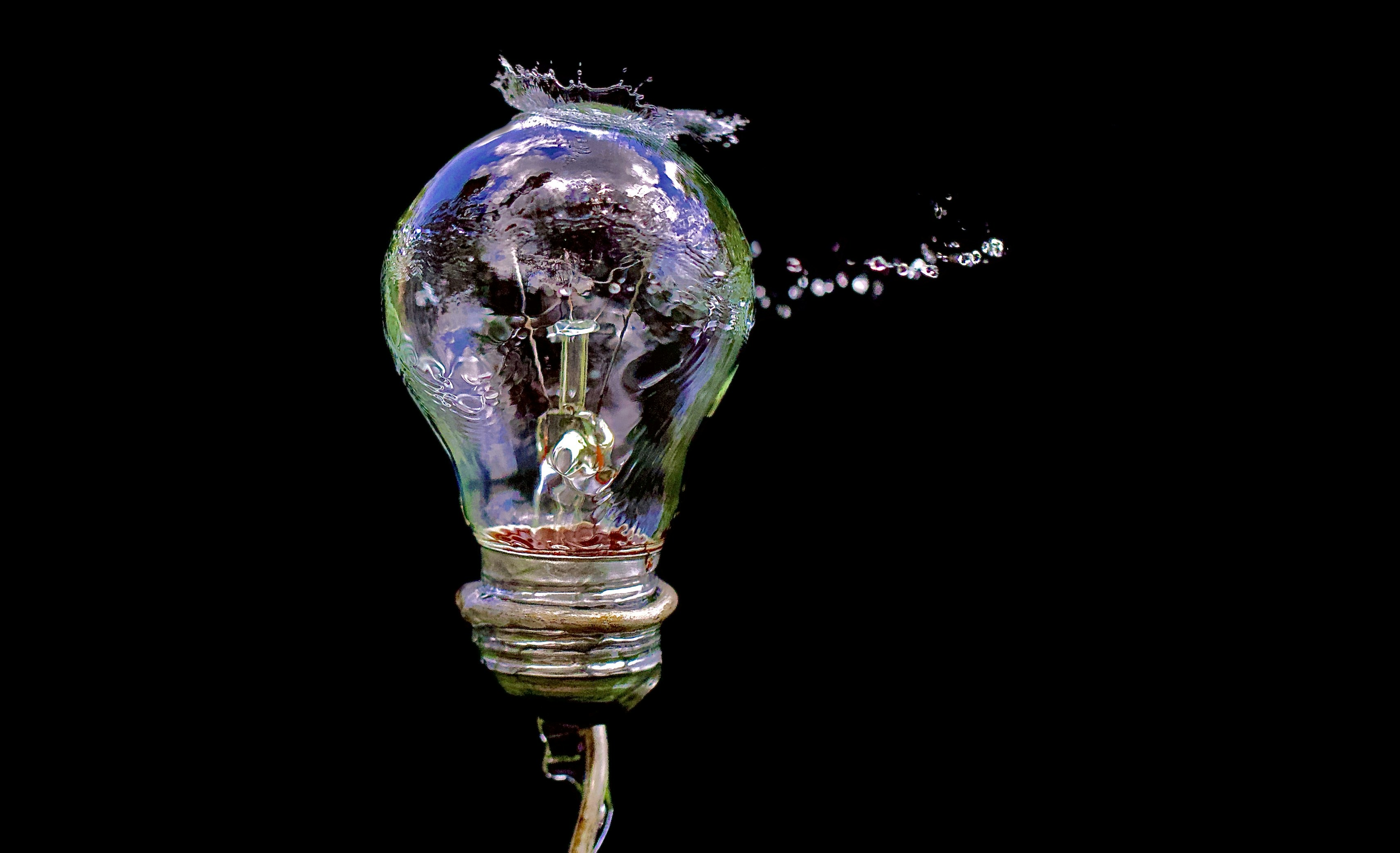 a light bulb that has a lot of water inside of it