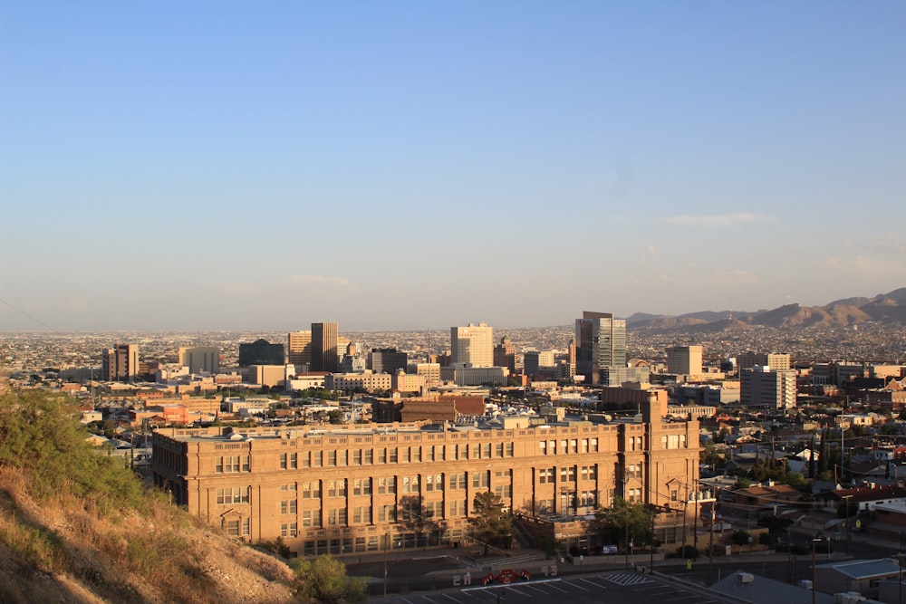 a view of a city from a hill