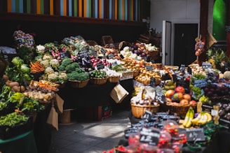 a market with a variety of fruits and vegetables