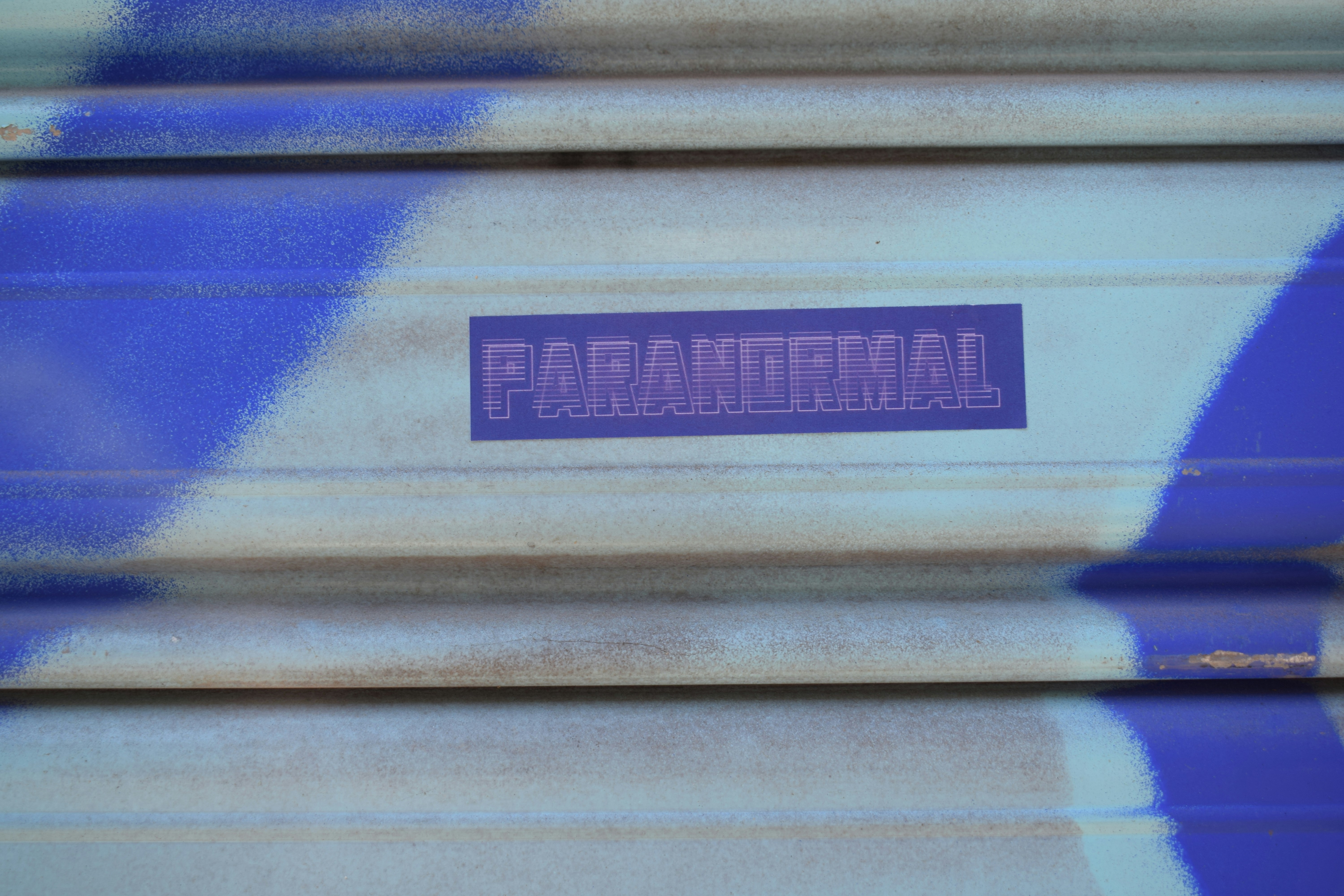 a close up of a blue and white box