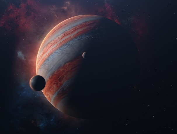 Composite 3D image showing the orbits of the five planets including Earth