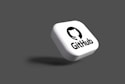 a white dice with a black github logo on it