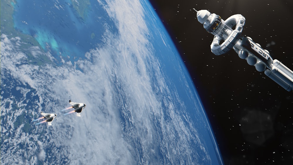 an artist's rendering of a space station in orbit