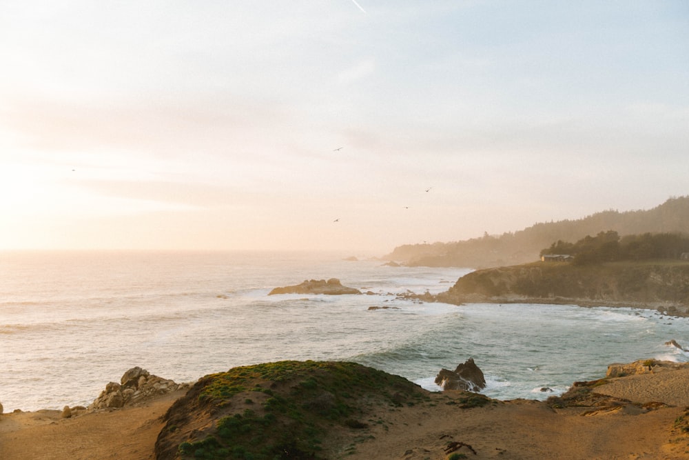 a view of the ocean from a cliff