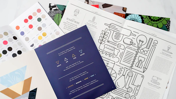 a bunch of papers that are on a table