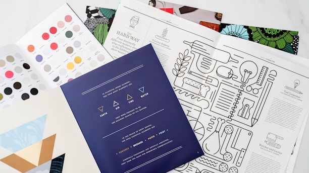 a bunch of papers that are on a table