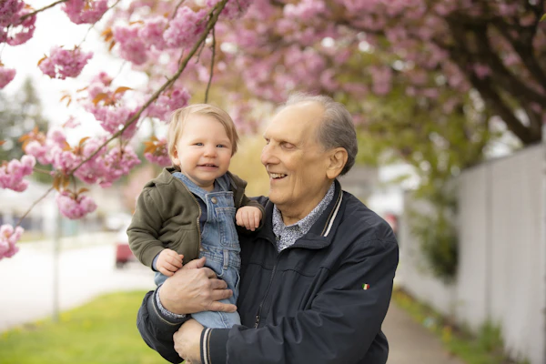 Grandfather spending happy time with his grandchild