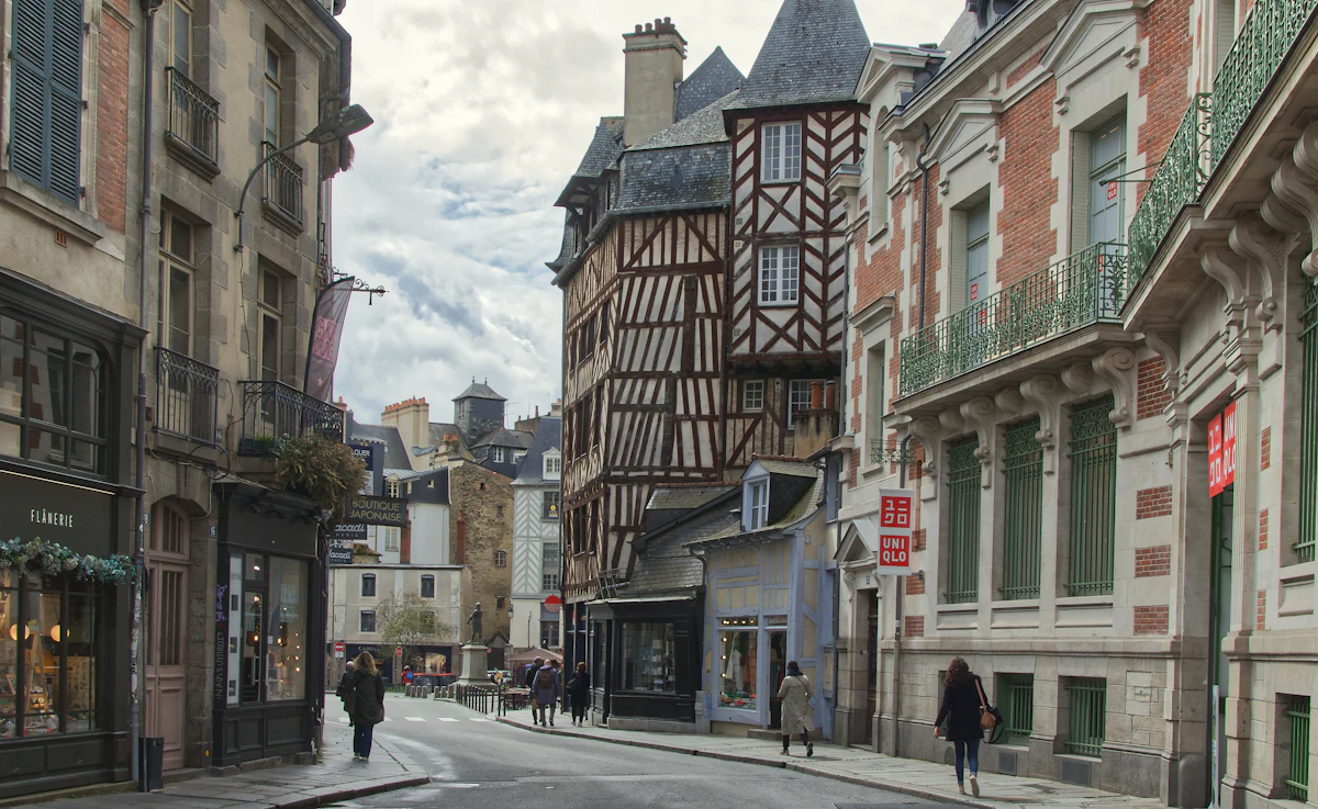 Les maisons à colombages d'une ruelle du vieux Rennes