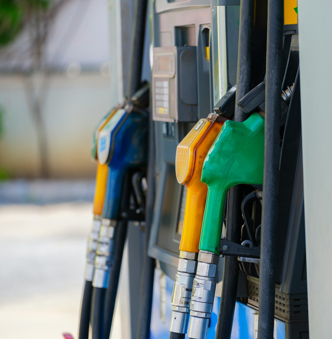 Petrol pump filling nozzles, Gas station in a service