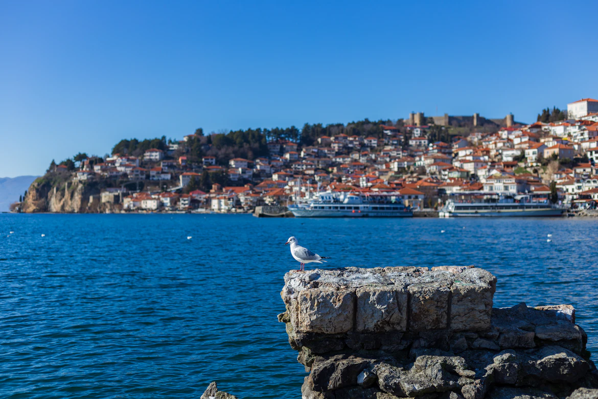 Ancient cobblestone streets in the Old Town of Ohrid