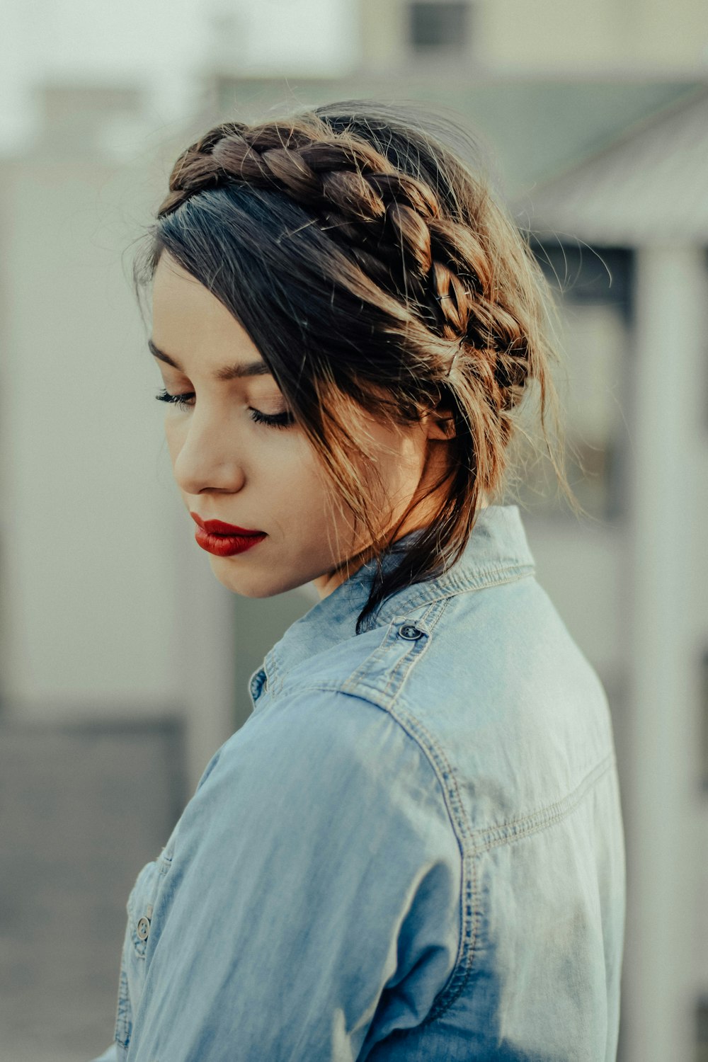 a woman with a braid in her hair