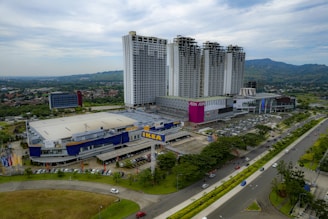 Aerial view of the Ikota Shopping Complex area showcasing the vibrant neighborhood around VGC, Lekki.