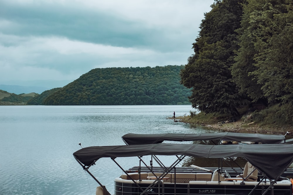 a couple of boats that are sitting in the water