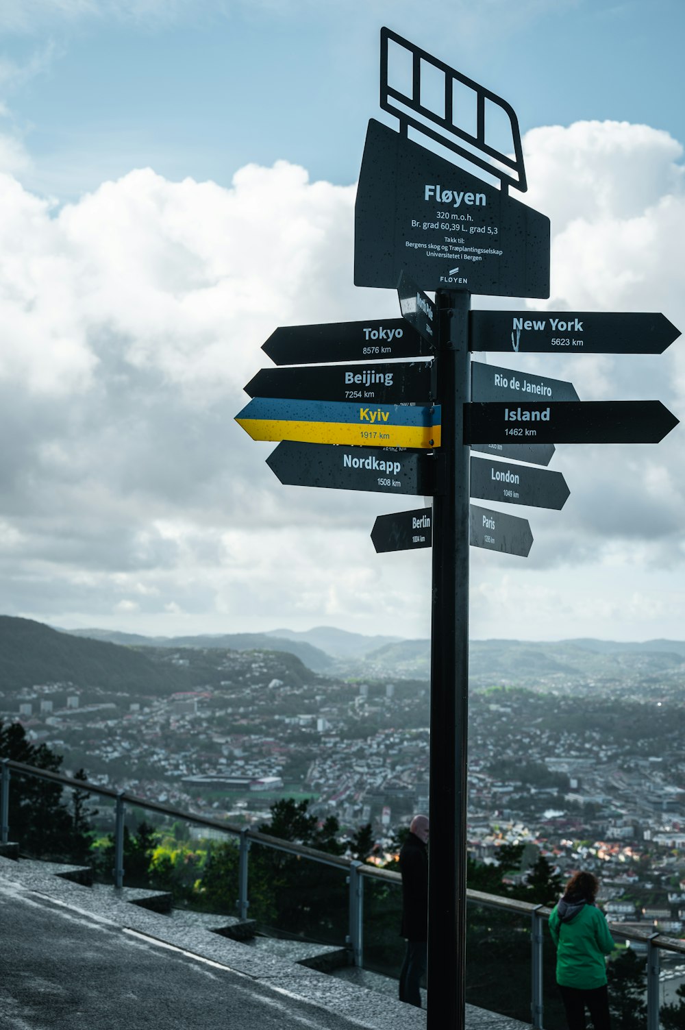 a pole with a bunch of signs on top of it