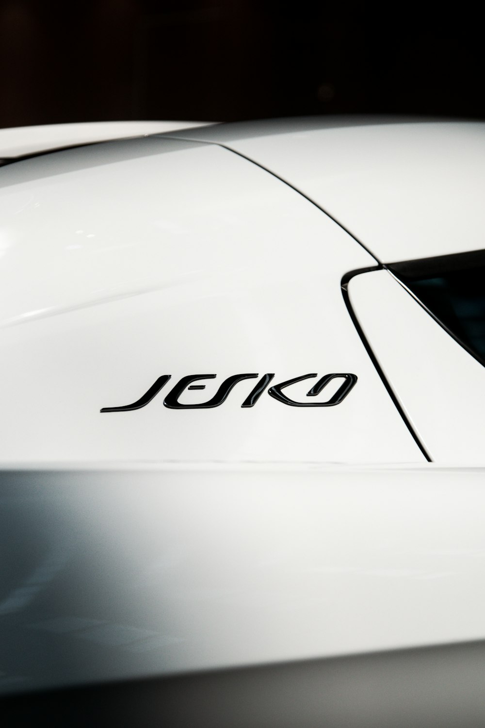 a close up of a white sports car