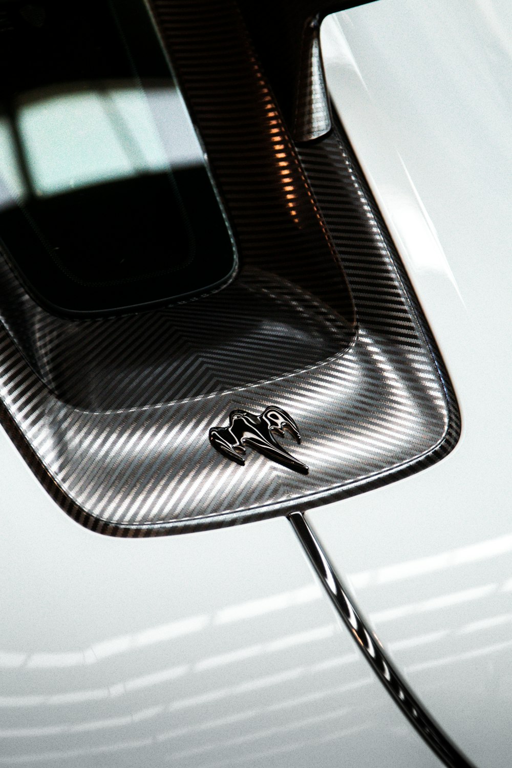 a close up of the hood of a car