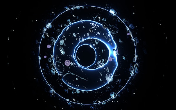 a blue circle with bubbles and bubbles around it