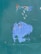 A large patch of blue paint is peeling off a surface with a green undercoat, revealing rust spots and minor scratches. The texture of the surface is rough and weathered, suggesting exposure to natural elements over time.