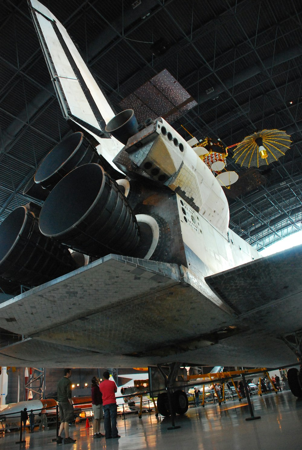 a space shuttle on display in a museum