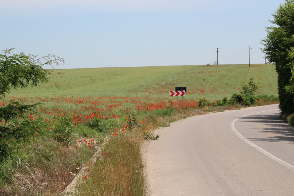 a road with a sign on the side of it