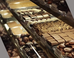 Assorted chocolates and sweets arranged in a decorative display