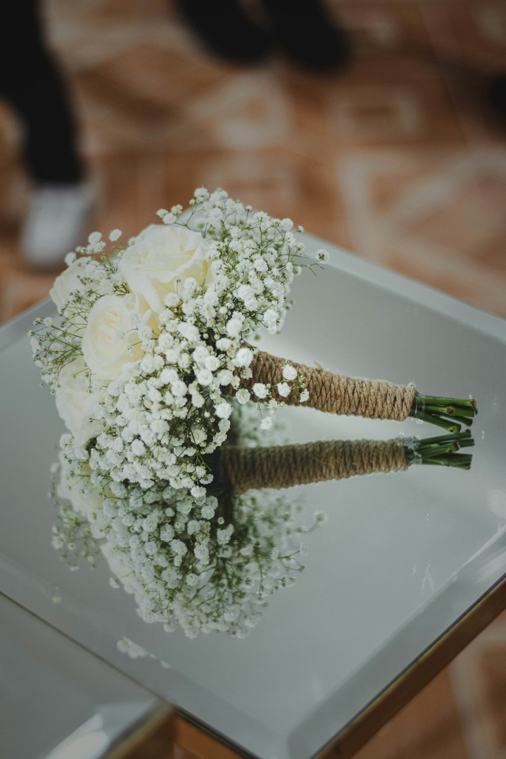 a bouquet of flowers sitting on top of a table