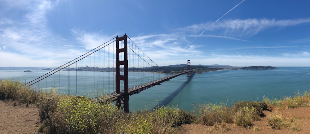 a view of the golden gate bridge from the top of a hill